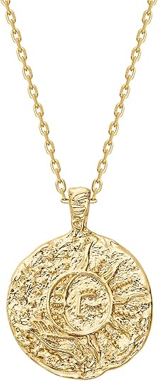 14K Gold Plated Engraved Coin Pendant Necklaces for Women | Byzantine Coin Pendants | Bohemian Necklace